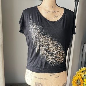 Wet seal shirt Cheetah print feather